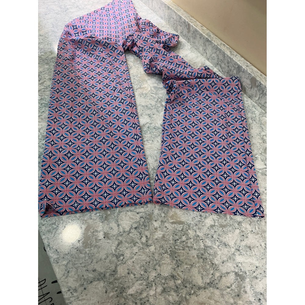 J.McLaughlin Pants Catalina Cloth XS Blue Red Geometric Trellis Straight Leg - Picture 4 of 10